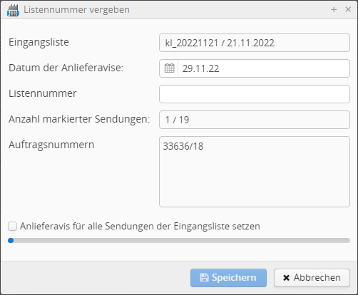 Auftragserfassung - Export