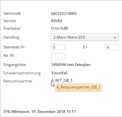 Auslieferungsdetails