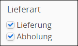 Lieferarten Filter