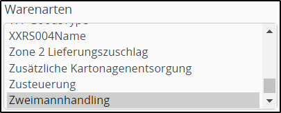 Warenarten Filter
