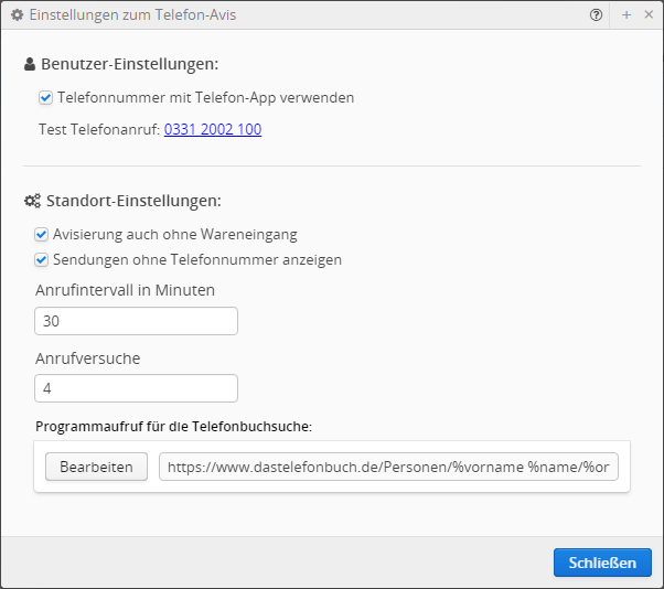 Telefon_Avis Einstellungen