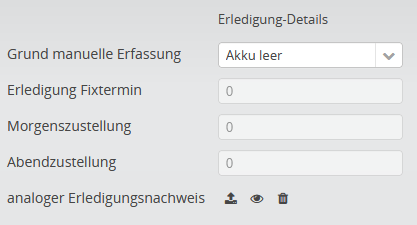 Parameter der Erledigungen