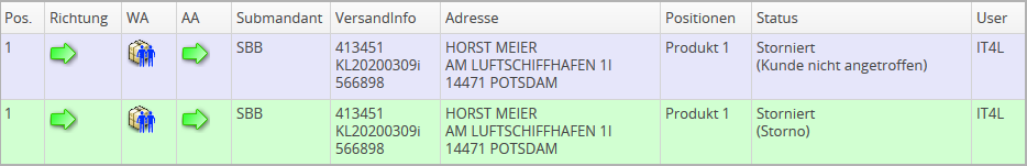Liste der Erledigungen