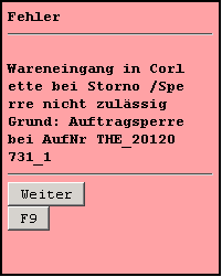 Fehlermeldung WE-Scan direkt in eine Corlette