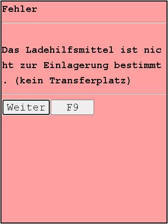 Fehler nicht auf Transferplatz