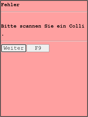 Fehler kein Colli