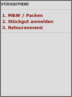 Stückgut Menü