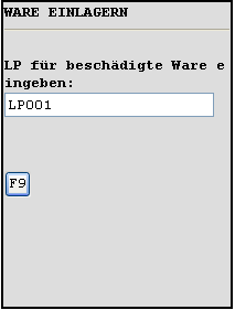 Lagerplatzeingabe für beschädigte Ware