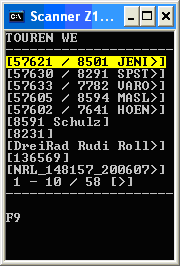 Tourauswahl Wareneingang