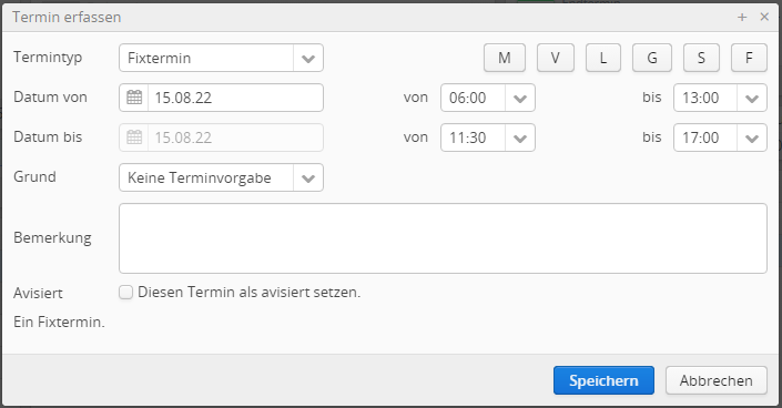 Freier-Termin-Editor